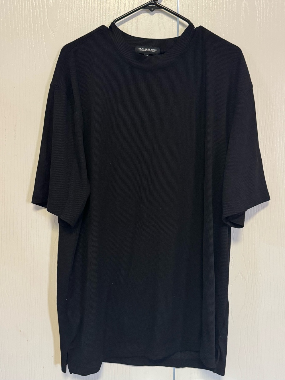 Bassiri Black Men’s Short-Sleeve ribbed Crew Neck Shirt